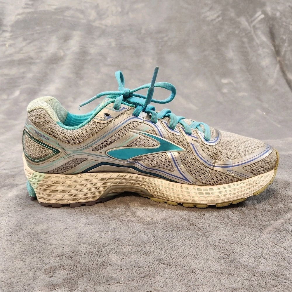 Brooks Shoes Womens 9.5 Wide Silver Blue Adrenaline GTS 16 Running Sneaker